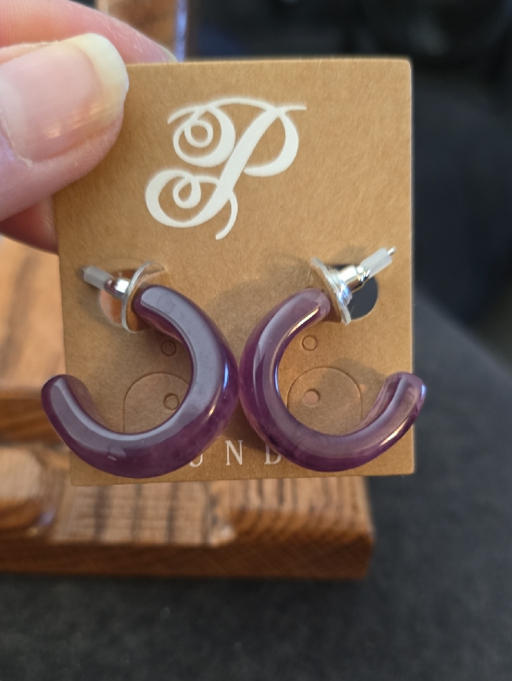 Purple Hoop Stud Earrings